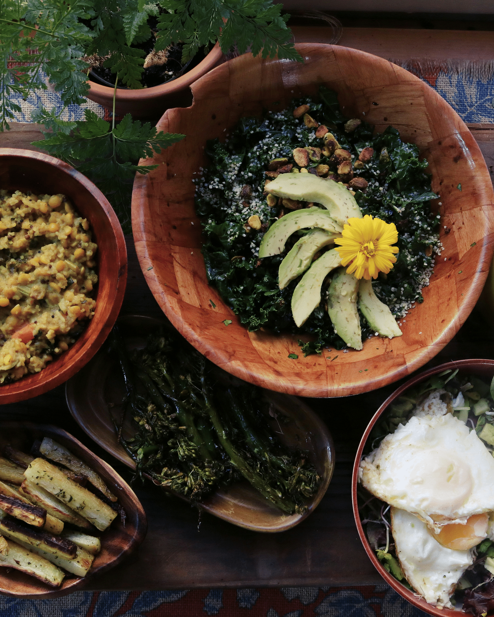 bowls and plates of healthy food